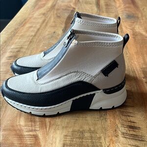 Rieker Black and White Ankle Boots